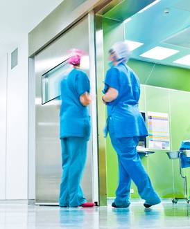 Health care nurses in hospital ward
