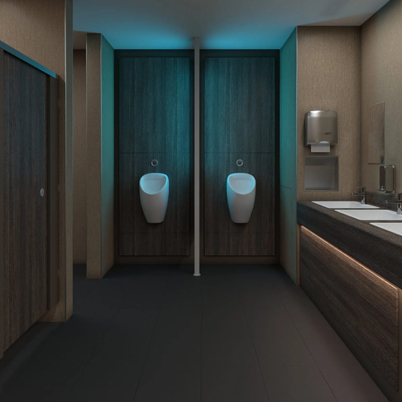 Washroom décors: Be Rooted and Sangha Wenge