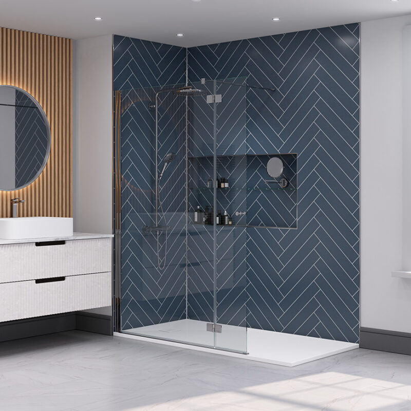 Wall&Water Nordic Blue Herringbone Wall Panels